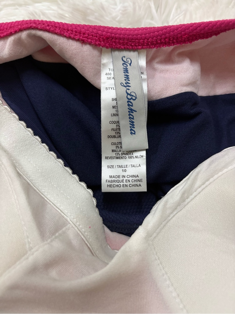 Tommy Bahama Pink, Navy & White Colorblock One-Piece - Picture 5 of 10